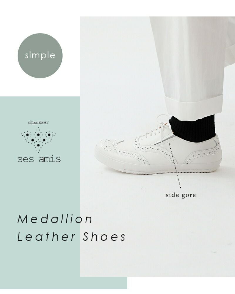ses amis by chausser セザミバイショセ メダリオン レザー シューズ