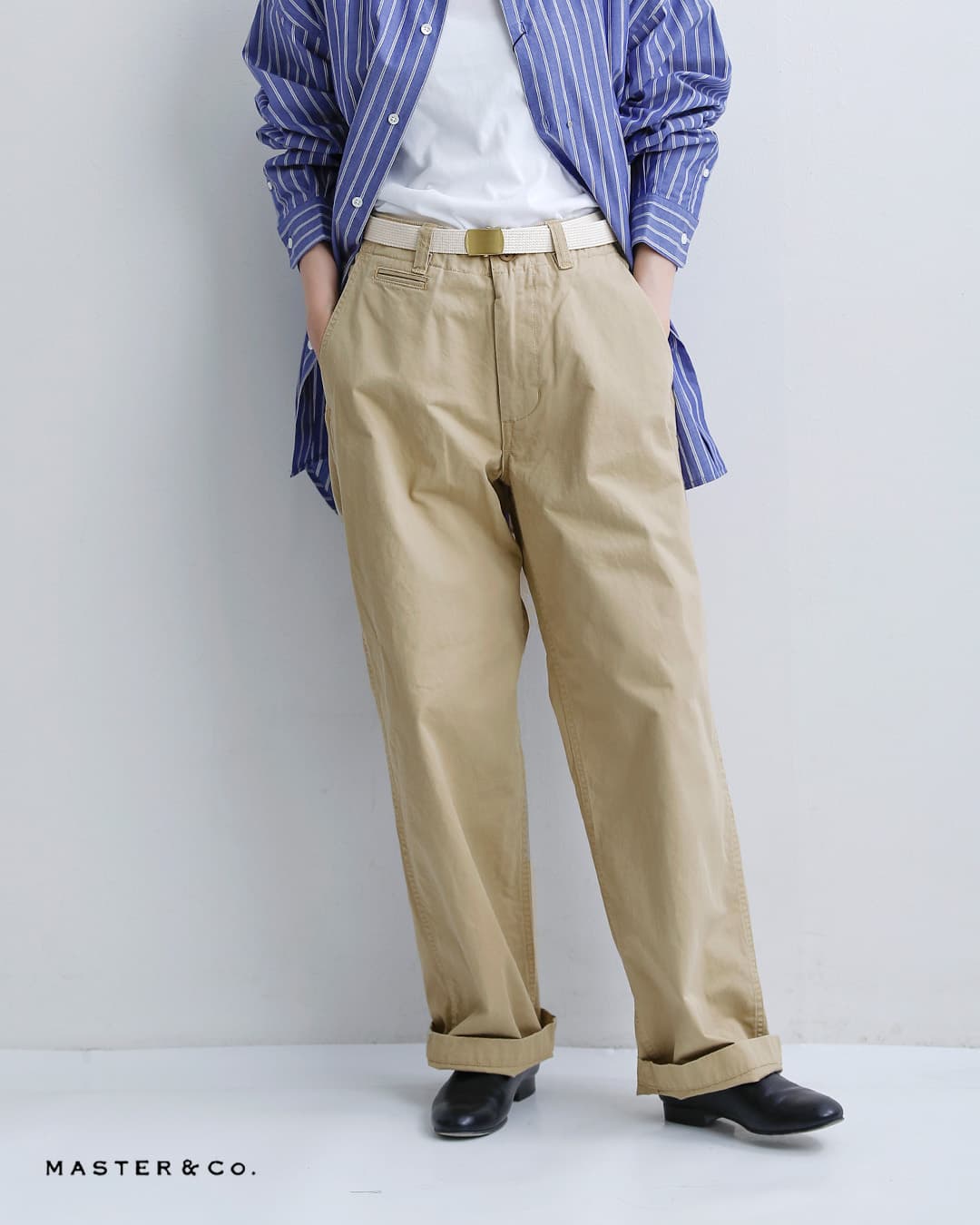 MASTER&Co. マスターアンドコー ベルト付き コットン チノパンツ mc076