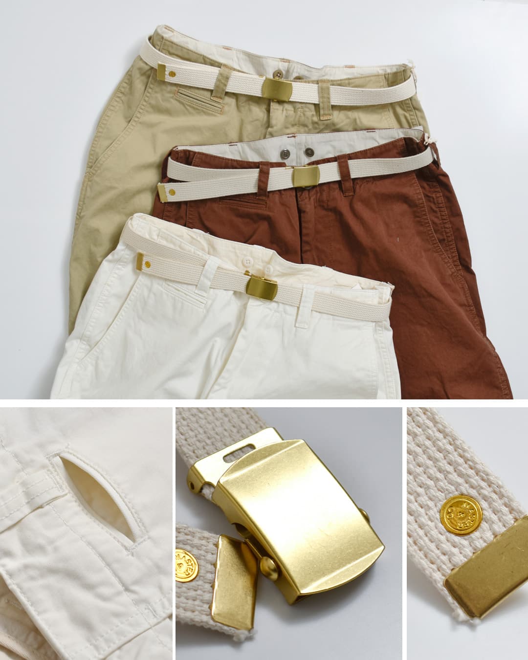 MASTER&Co. マスターアンドコー ベルト付き コットン チノパンツ mc076