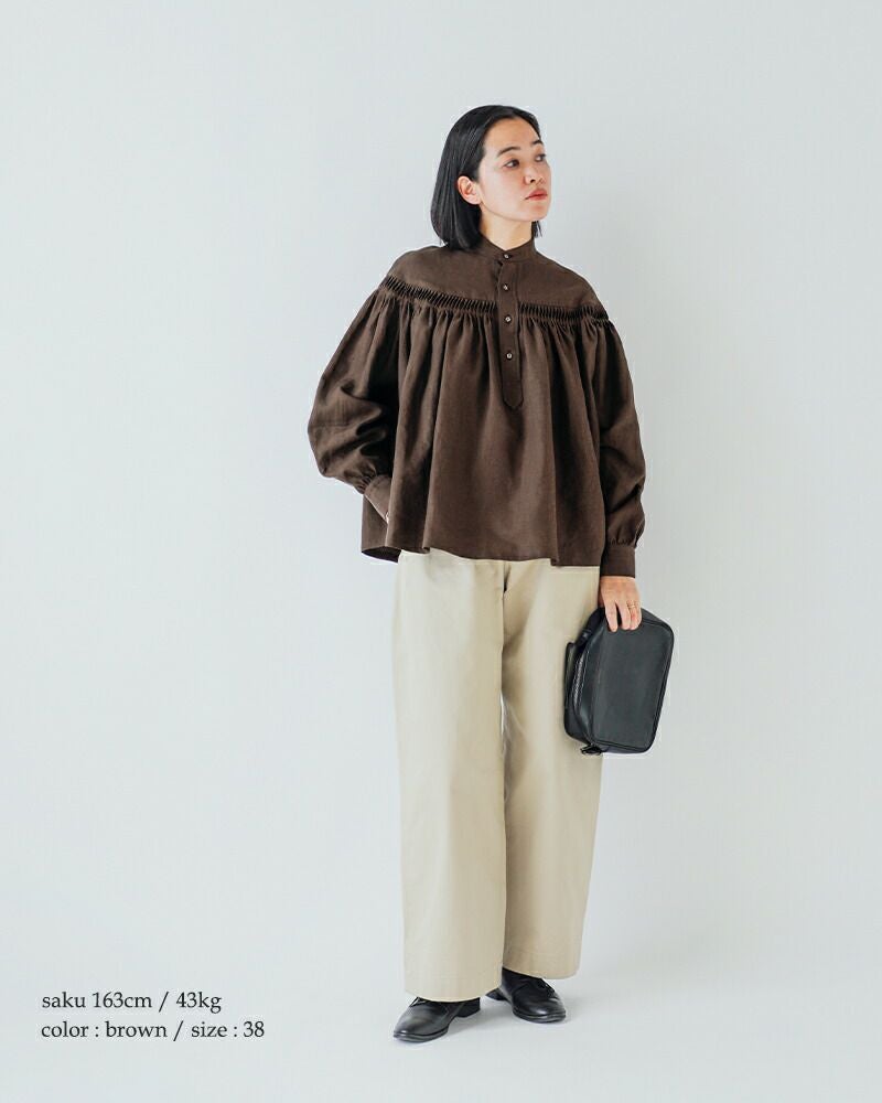 Scye サイ リネン キャンブリック タック ブラウス 60/1Linen Cambric
