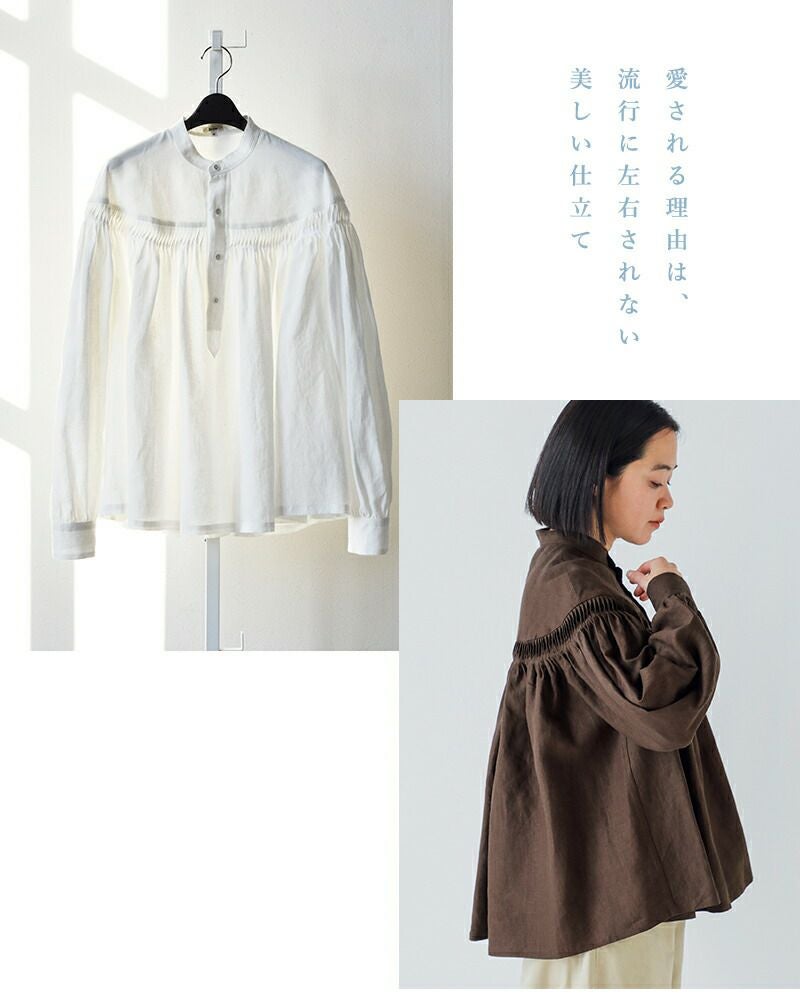 Scye サイ リネン キャンブリック タック ブラウス 60/1Linen Cambric