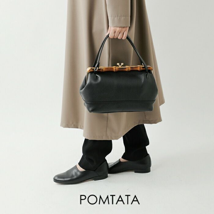POMTATA ポンタタ グローブレザー2wayバンブーがま口ショルダーバッグ
