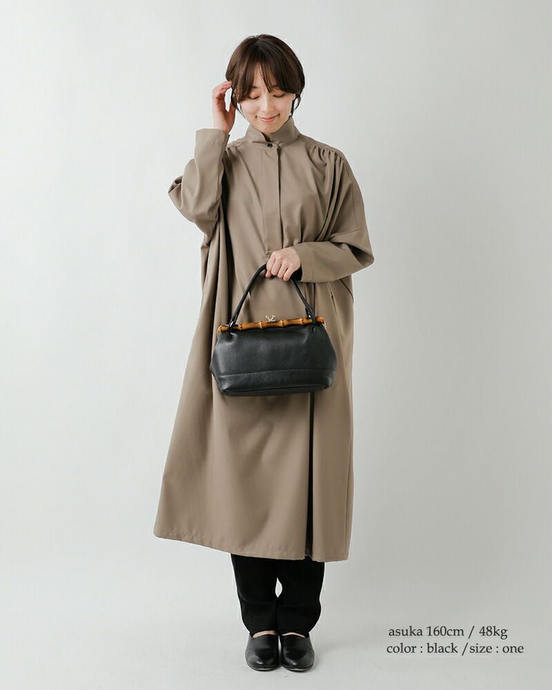 美品★POMTATAポンタタ★牛革 2wayバンブーがま口ショルダーバッグ POMTATA ポンタタ グローブレザー2wayバンブーがま口ショルダーバッグ