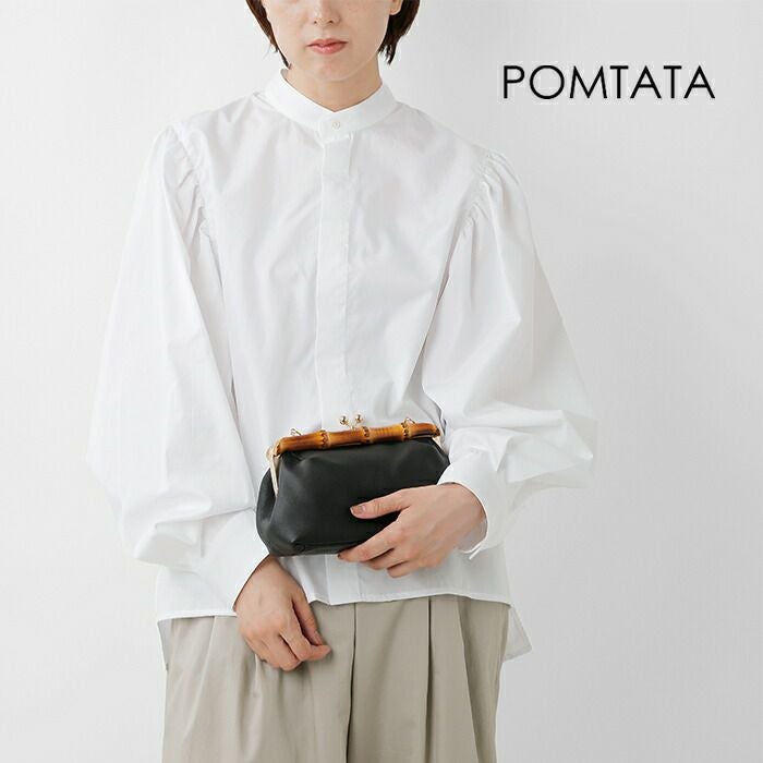 POMTATA ポンタタ グローブレザー2wayバンブーがま口ショルダー