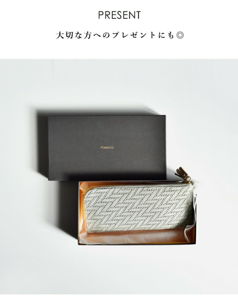 POMTATA ポンタタ ラッカーピッグレザーメタリックロングウォレット