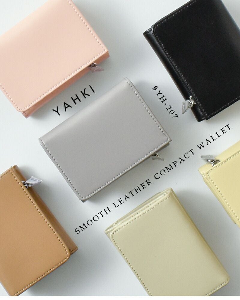 YAHKI ヤーキ スムースレザー コンパクト 三つ折り ウォレット yh-207