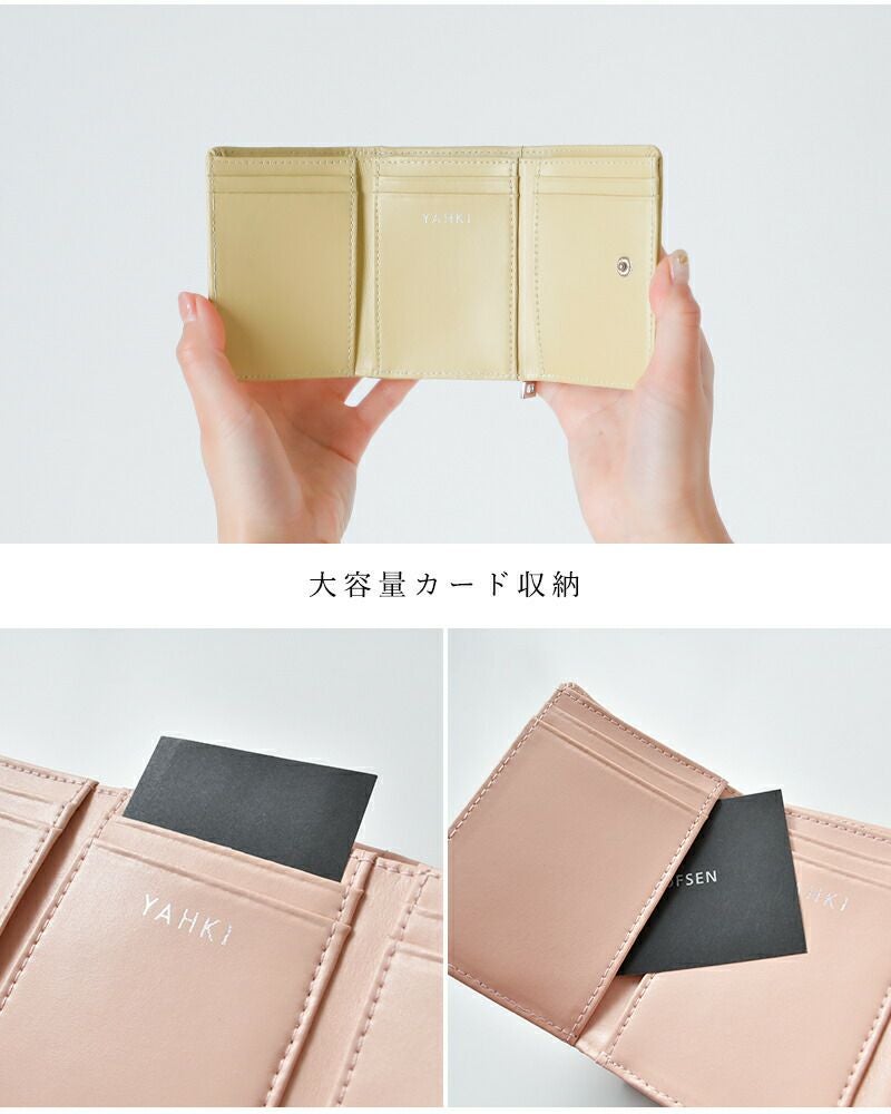 YAHKI ヤーキ スムースレザー コンパクト 三つ折り ウォレット yh-207