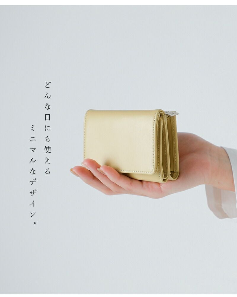 YAHKI ヤーキ スムースレザー コンパクト 三つ折り ウォレット yh-207