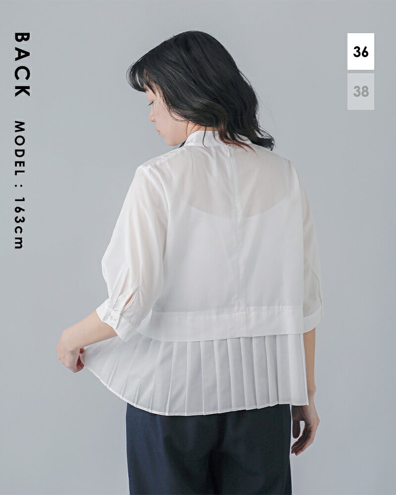 whyto✩裾プリーツブラウス whyto ホワイト スタンドカラー 裾プリーツ ブラウス “hem pleats