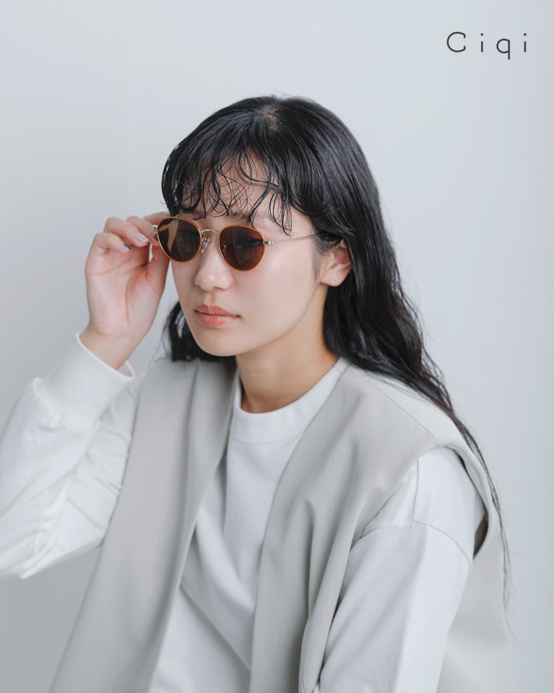 Ciqi シキ “Natalie” UVカット メタルフレームサングラス メガネ 眼鏡