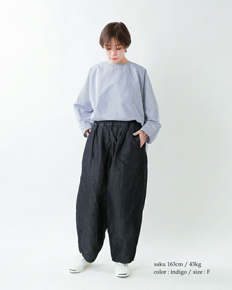 g グラム コットン リネン ライトデニム スローパンツ g-014d-yn