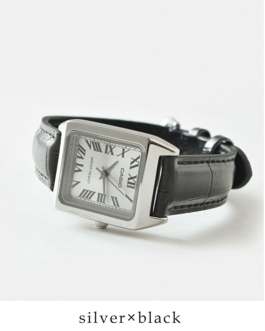 CASIO カシオ スクエアケースレザーベルト腕時計 ltp-v007l-1b-7b-9b