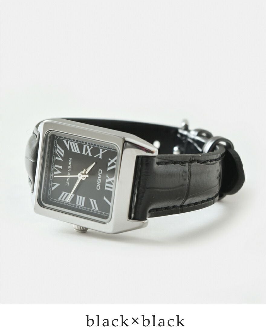 CASIO カシオ スクエアケースレザーベルト腕時計 ltp-v007l-1b-7b-9b