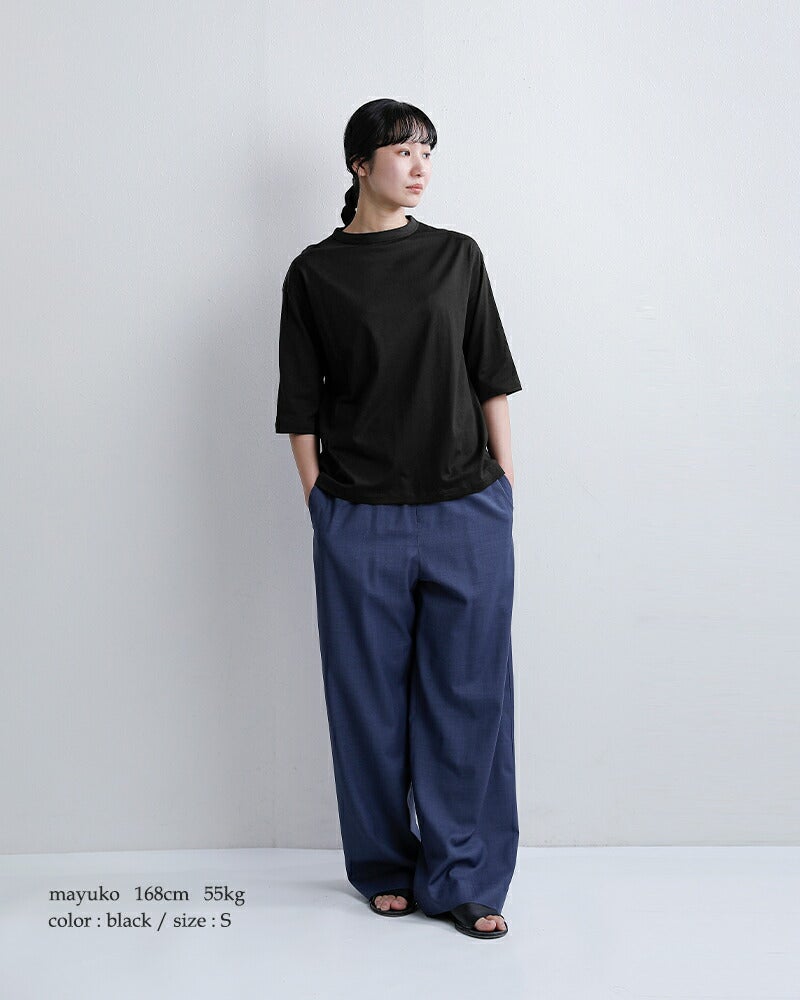 handvaerk ハンドバーク 60/2ジャージー ボトルネック 6分袖 Tシャツ