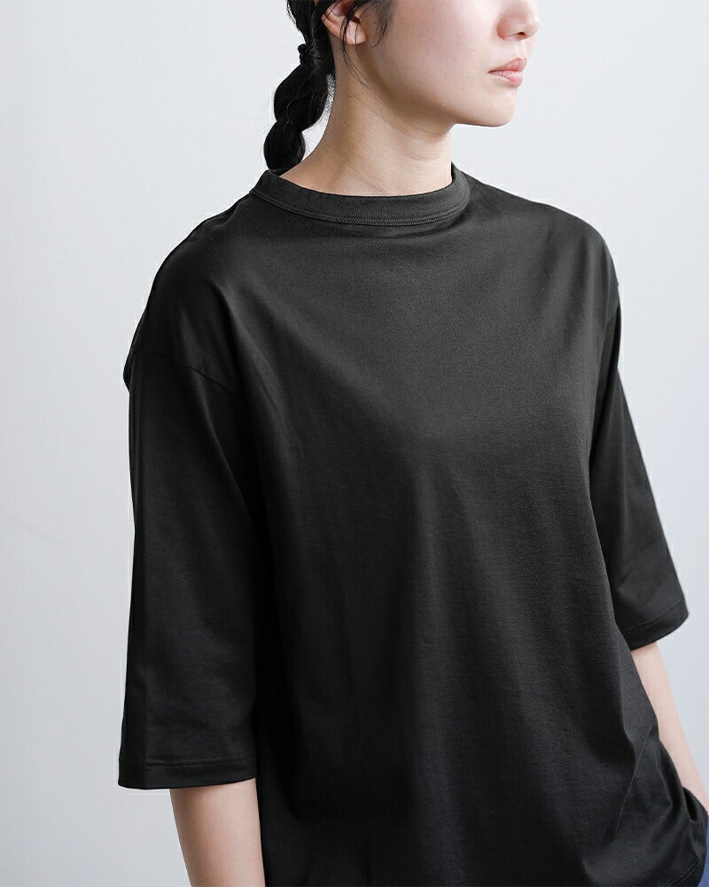 handvaerk ハンドバーク 60/2ジャージー ボトルネック 6分袖 Tシャツ