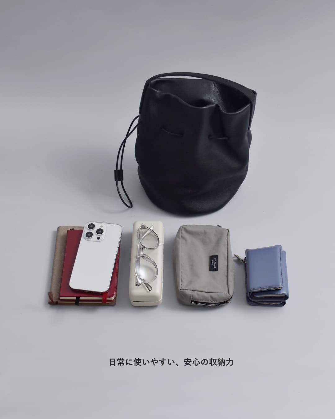 クーポン対象】mormyrus モルミルス レザー 巾着 ハンドバッグ m-143