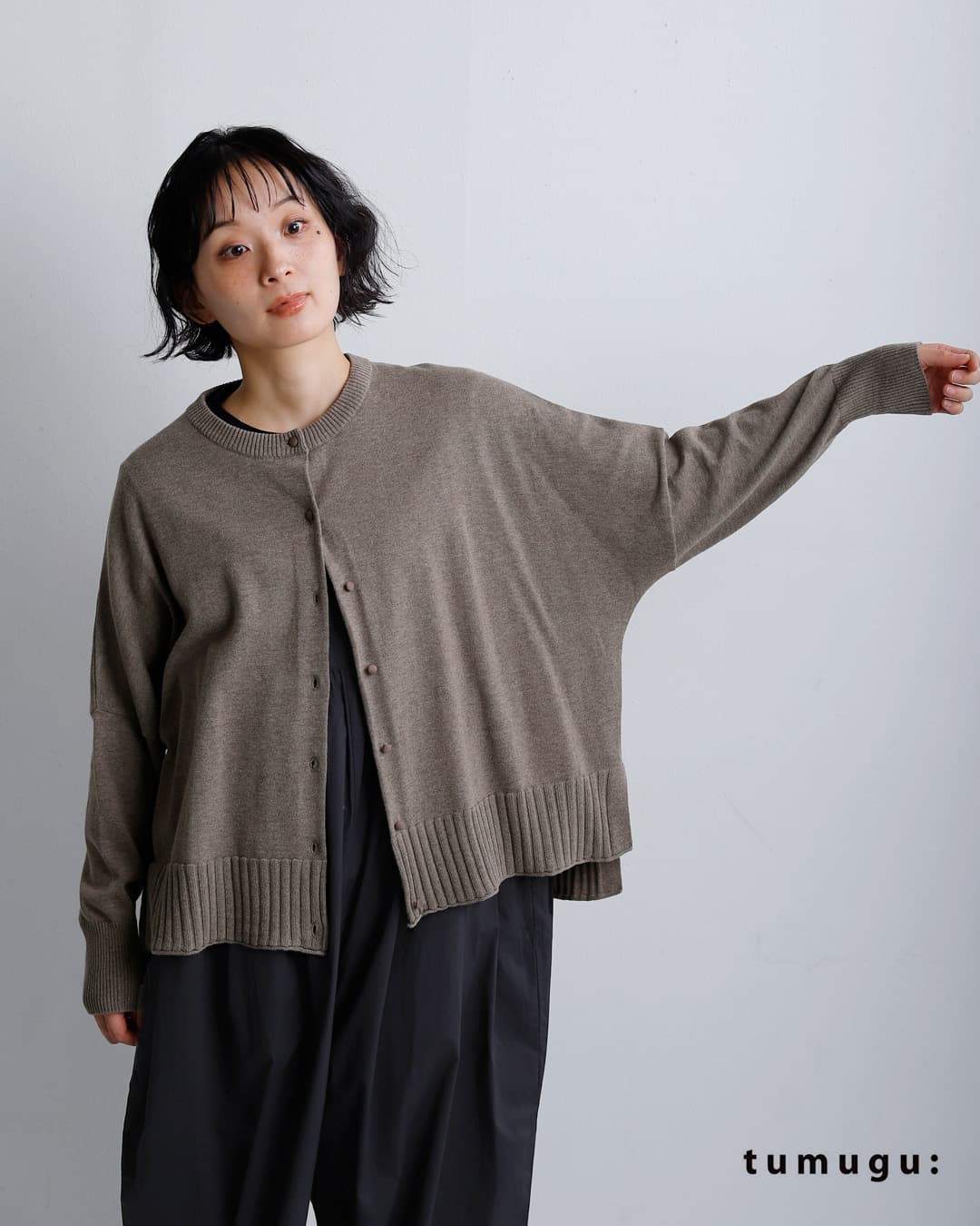 クーポン対象】tumugu ツムグ コットン ランダムリブニット