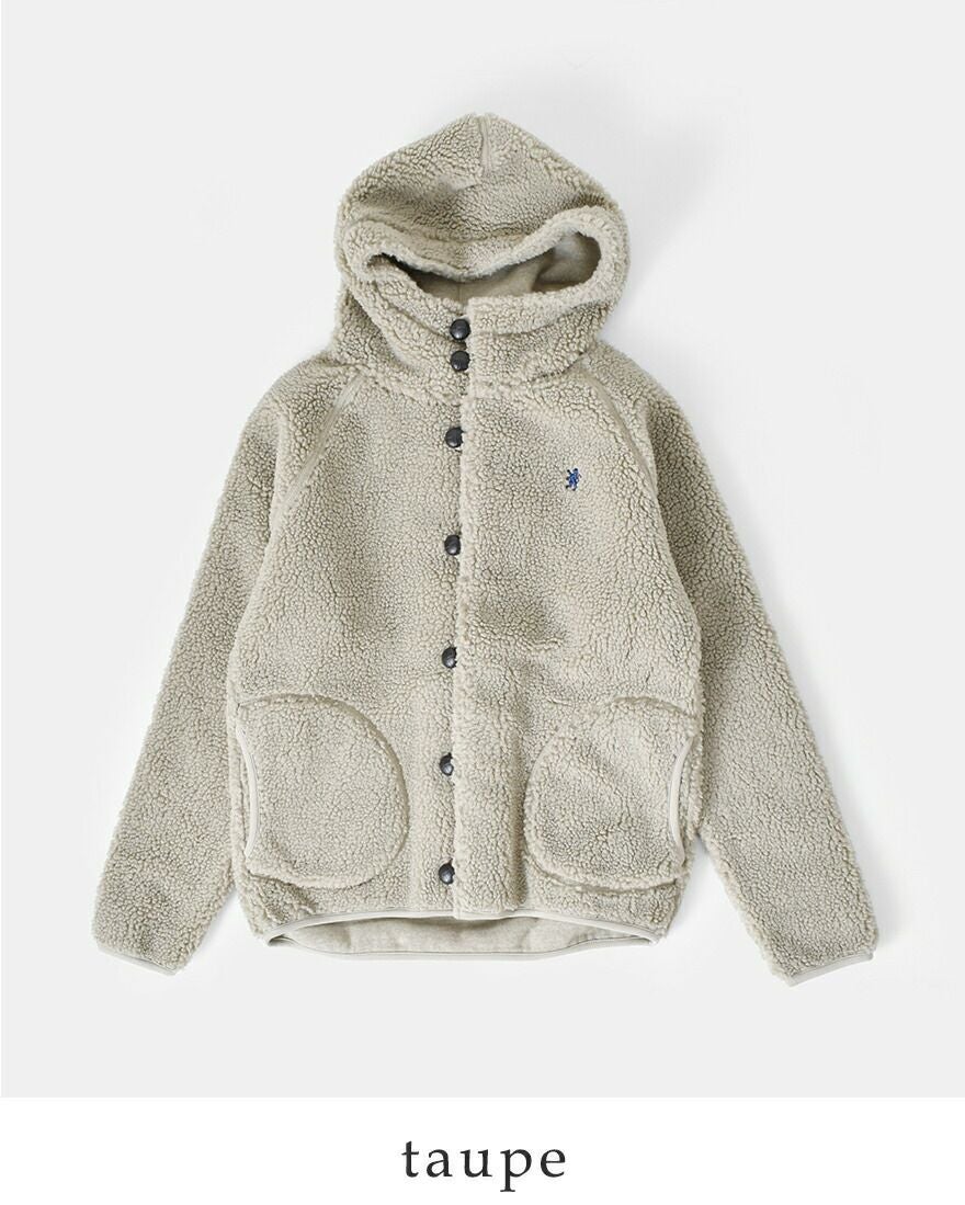 Gymphlex ジムフレックス くるみボタン ボア フーデッド ジャケット j