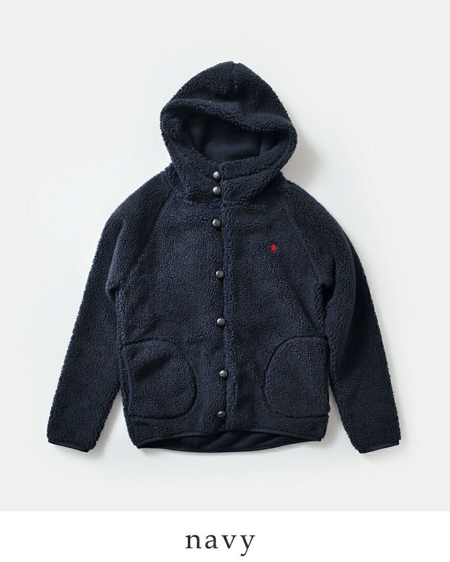 Gymphlex ジムフレックス くるみボタン ボア フーデッド ジャケット j