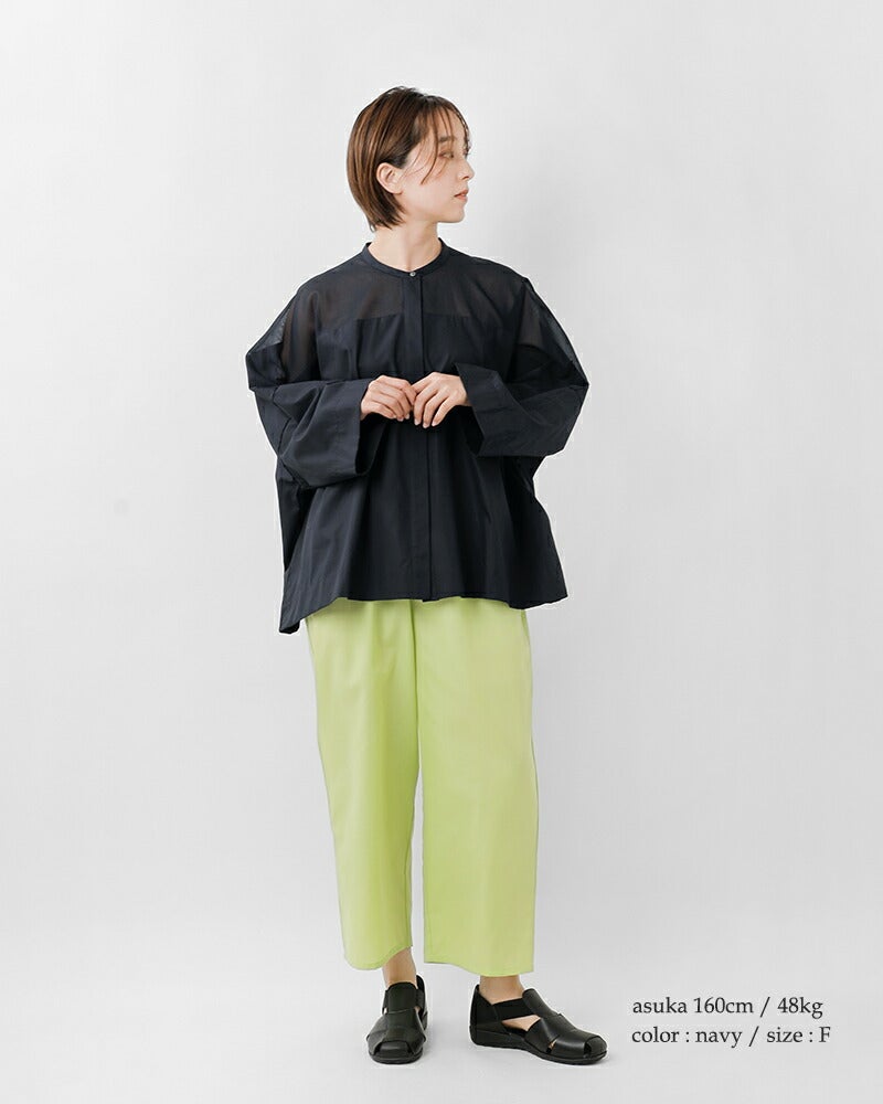 mizuiro ind シアーシャツ 白 ロング丈 羽織り ゆったり mizuiro ind｜【40%OFF】シアーステンカラーロングシャツ 2-230086