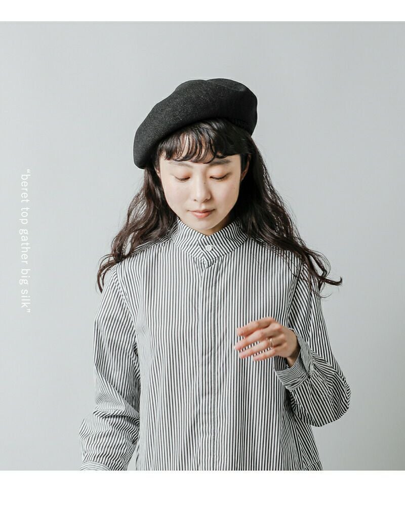 マチューハ　ベレー帽　新品 mature ha. マチュアーハ トップ ギャザー ビッグ シルク ベレー帽