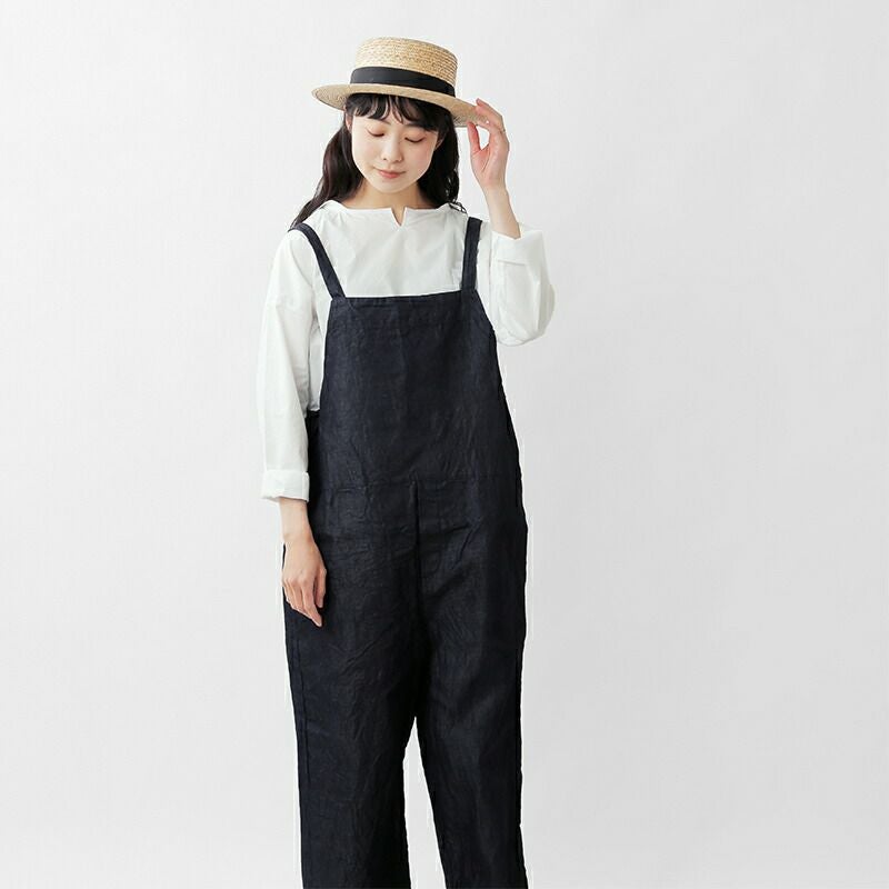 g グラム コットンリネン ライトデニムサロペット g-314-tr レディース