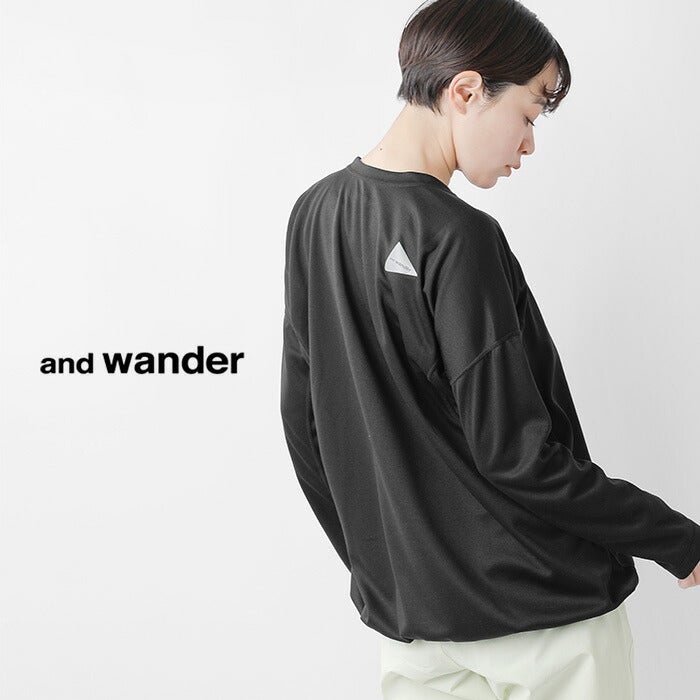and wander アンドワンダー ドライ ジャージー ロングスリーブ Tシャツ