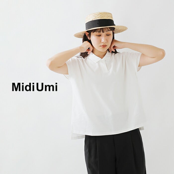MidiUmi ミディウミ コットン ポロ ノースリーブ プルオーバー polo n