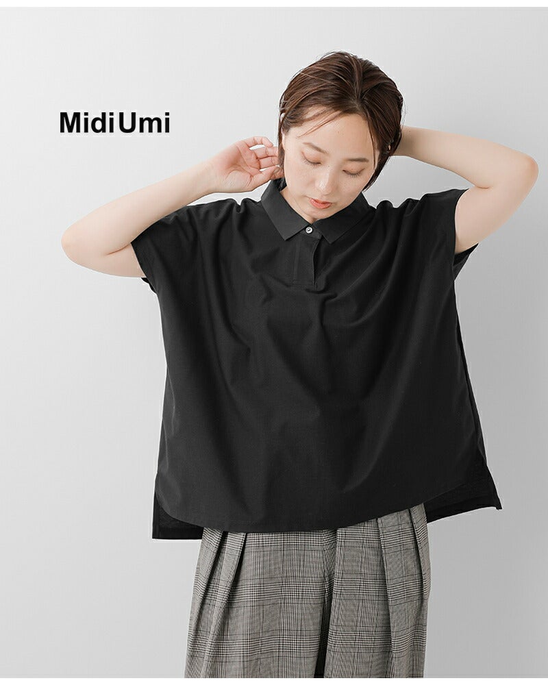 MidiUmi ミディウミ コットン ポロ ノースリーブ プルオーバー polo n