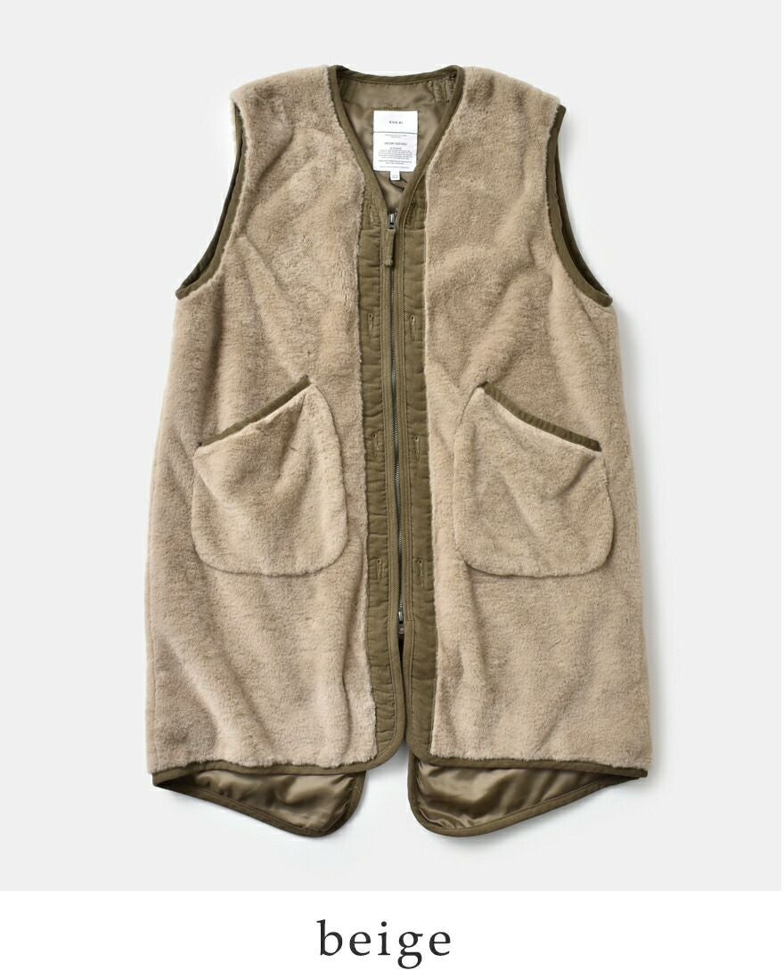 kha:ki カーキ エコファー ミドル ライナー ベスト“ECO FUR LINNER