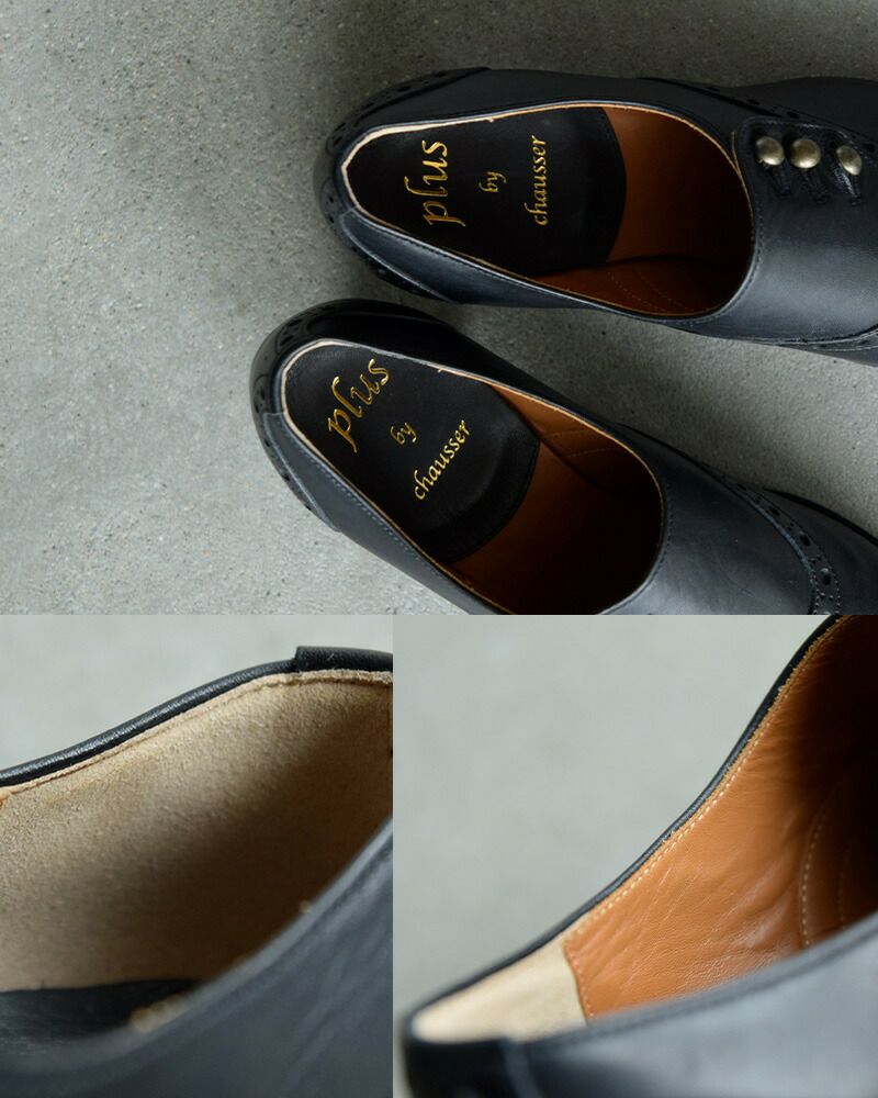 plus by chausser プリュスバイショセ カウレザー ボタン シューズ pc