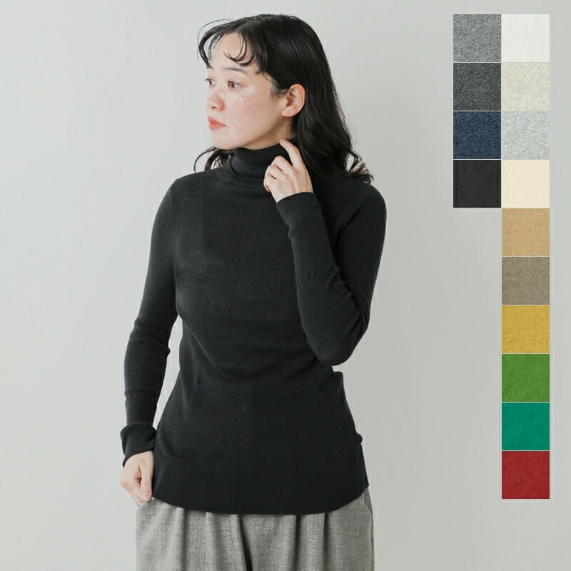 tumugu(ツムグ)コットン リブニット タートルネック プルオーバー