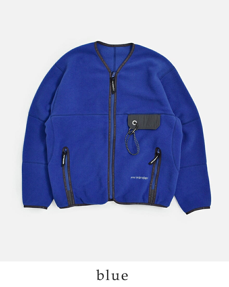 and wander アンドワンダー ウール フリース カーディガン wool fleece