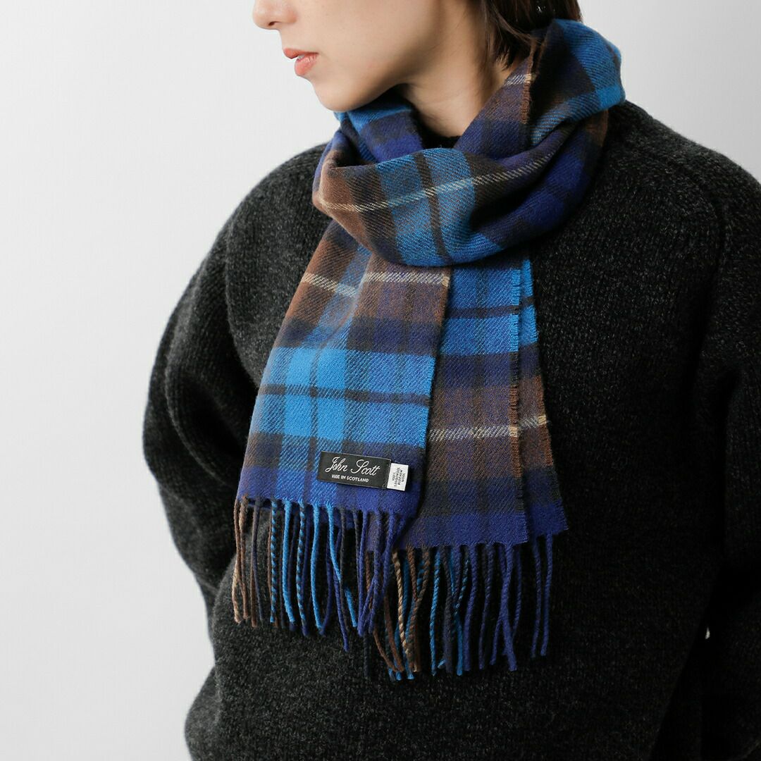 JOHN SCOTT ジョンスコット ラムウール チェック スカーフ nlc1751
