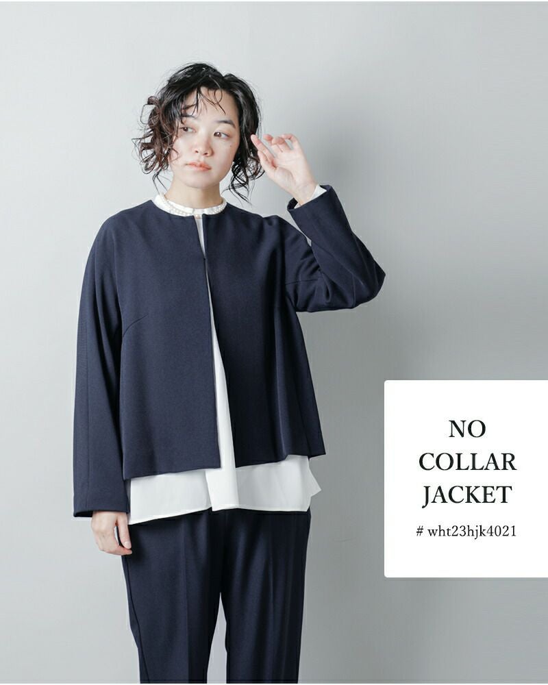 whyto ホワイト インバーテッド プリーツ ノーカラー ジャケット “no