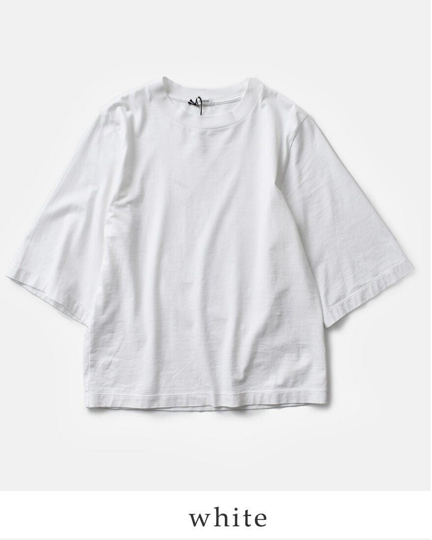 新品、未使用！LOEFF ロエフ 五分袖 Tシャツ ホワイト&ブラック 20%OFF】LOEFF ロエフ スビンコットン天竺 5分袖 クルーネック Tシャツ