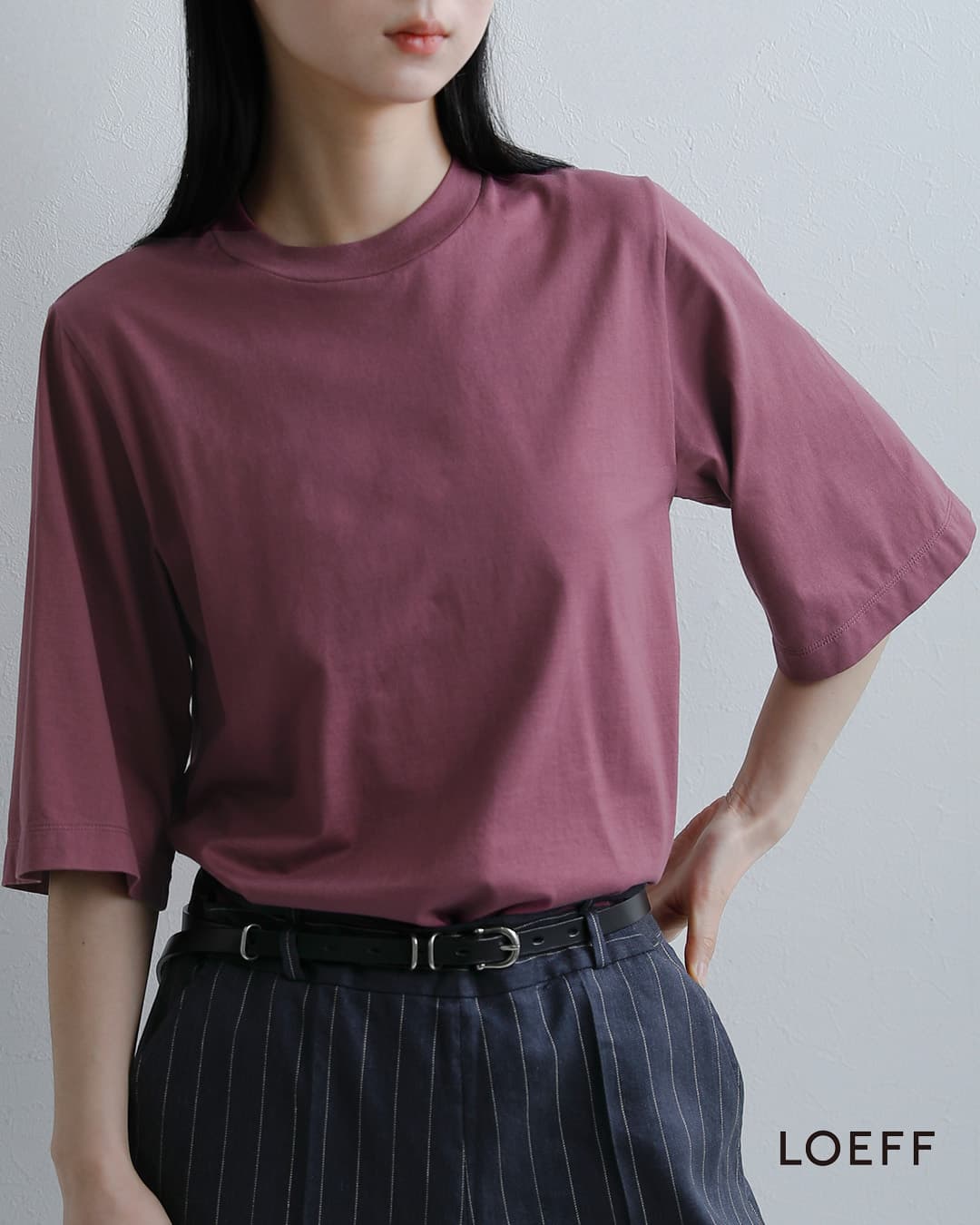 LOEFF ロエフ スビンコットン天竺 5分袖 クルーネック Tシャツ 8817-6