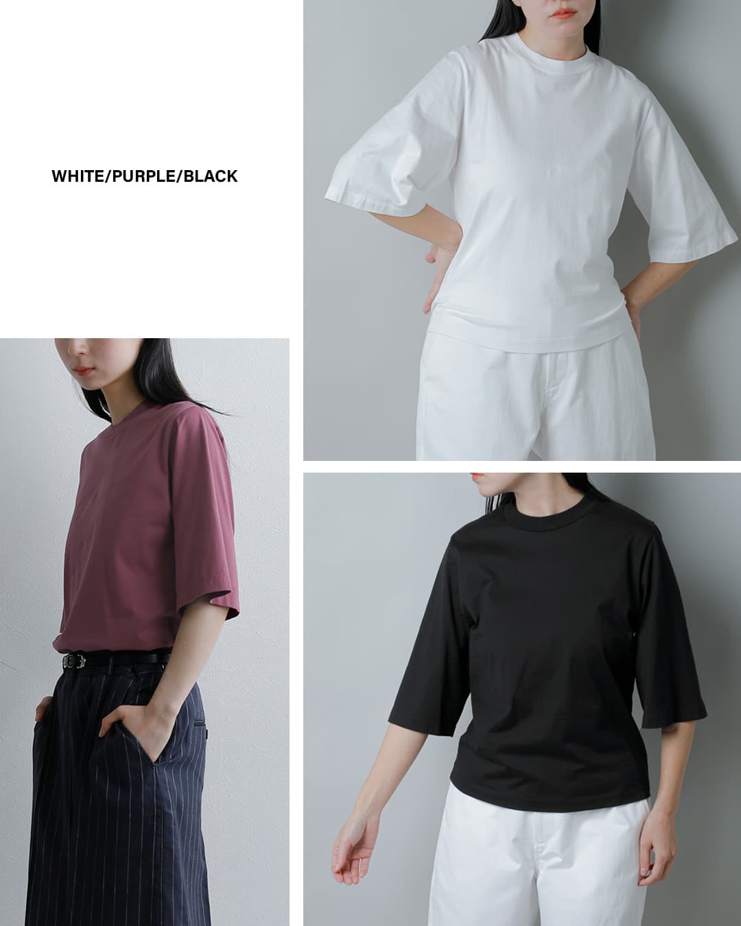 LOEFF ロエフ スビンコットン天竺 5分袖 クルーネック Tシャツ 8817-6