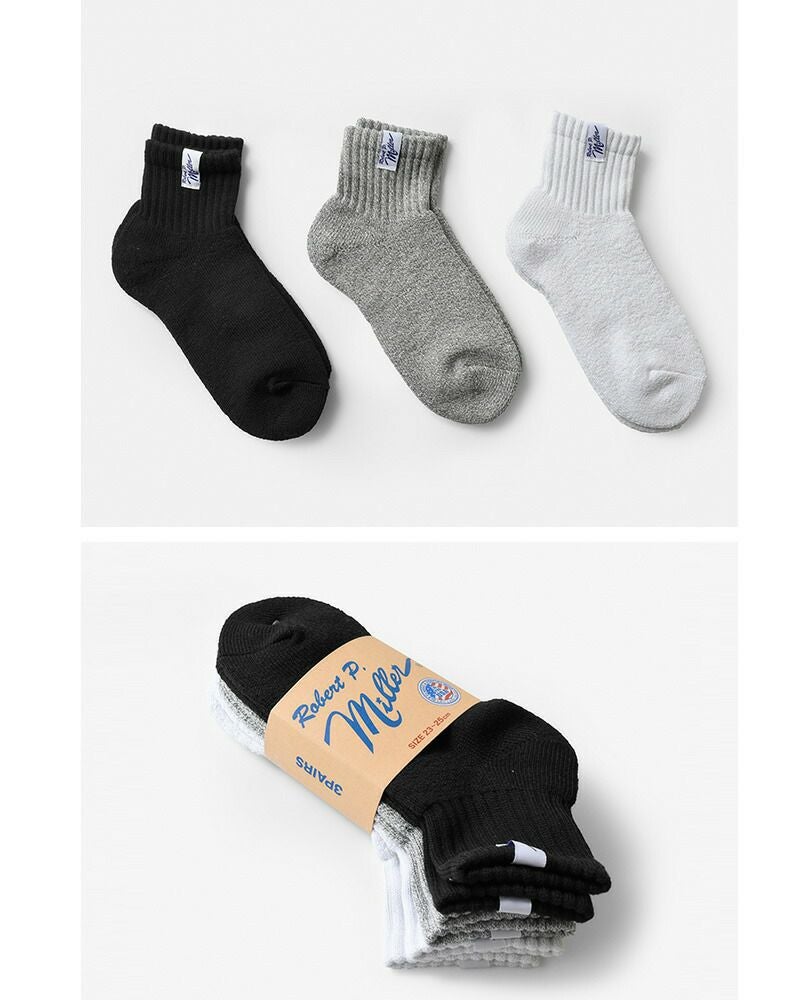 MILLER ミラー アソート ショートソックス 靴下 3足組 338c-mn