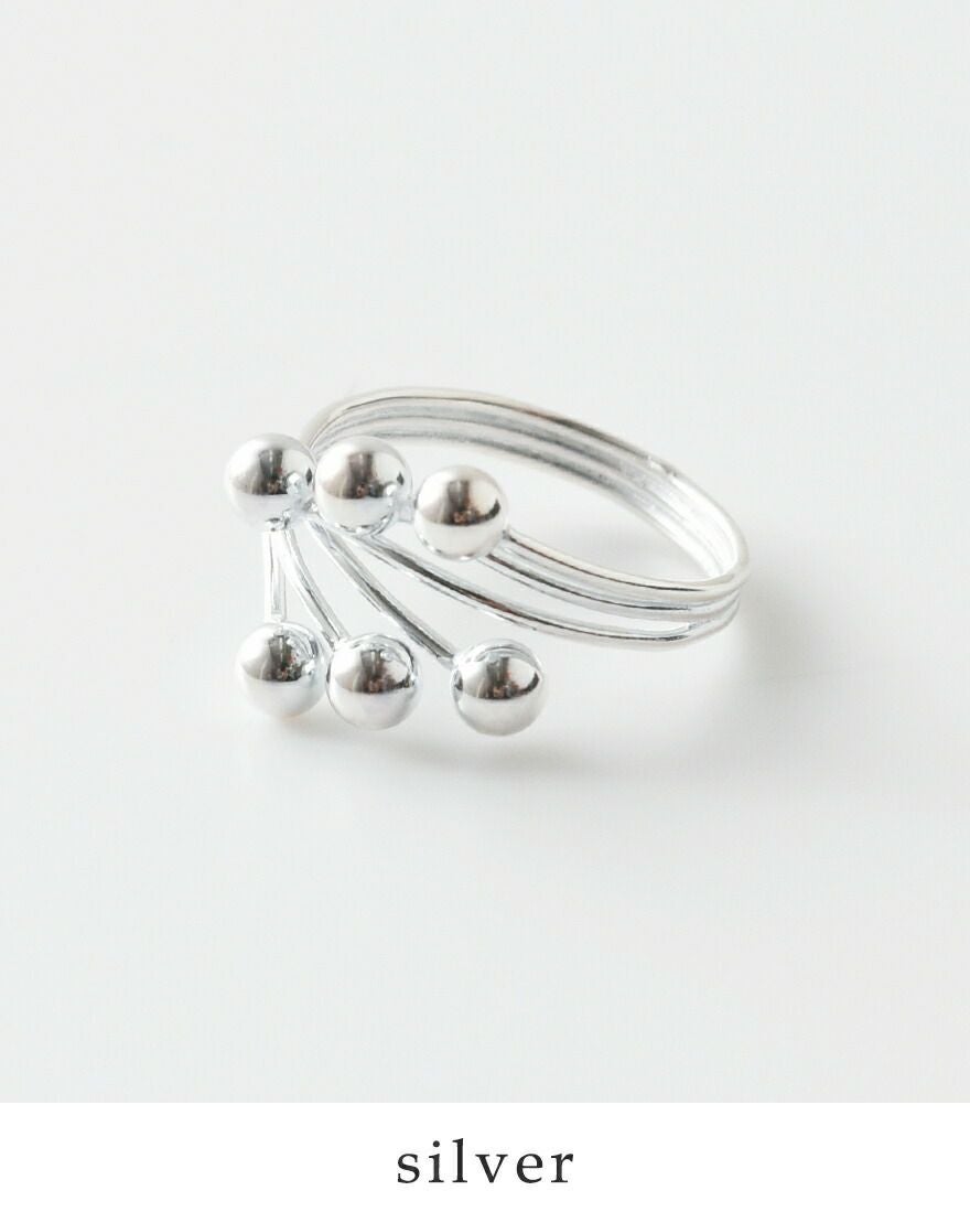 イヤリング＆シルバーリング aura オーラ シルバー925 6ボール デザイン リング “6ball design ring