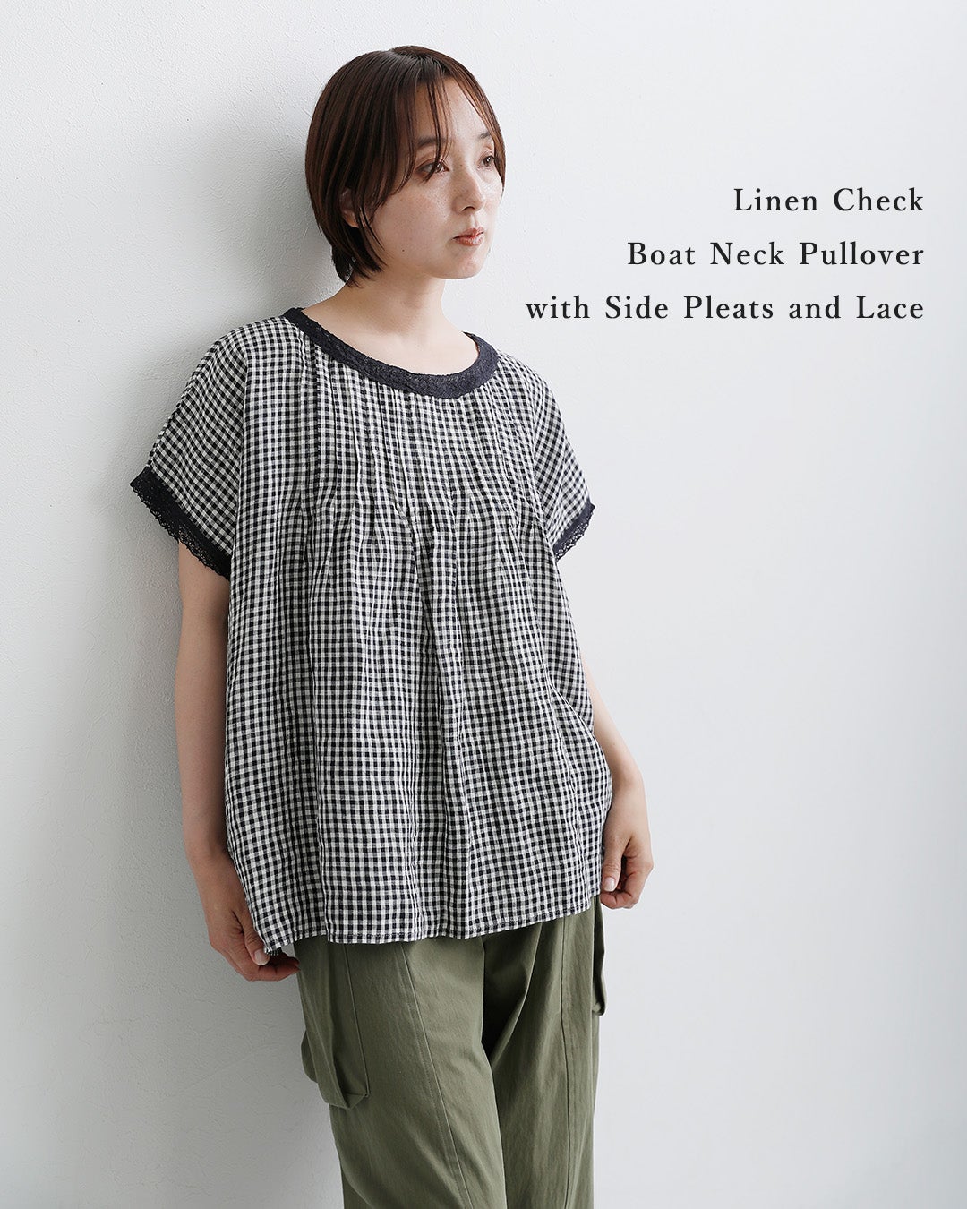 20%OFF】SOIL ソイル リネン ギンガムチェック ボートネック