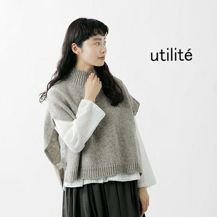 utilite ユティリテ ペルー　コットンベスト ブラック　フリー 試着のみ・タグ付き】utilite ユティリテ ペルーニットベスト ブラック