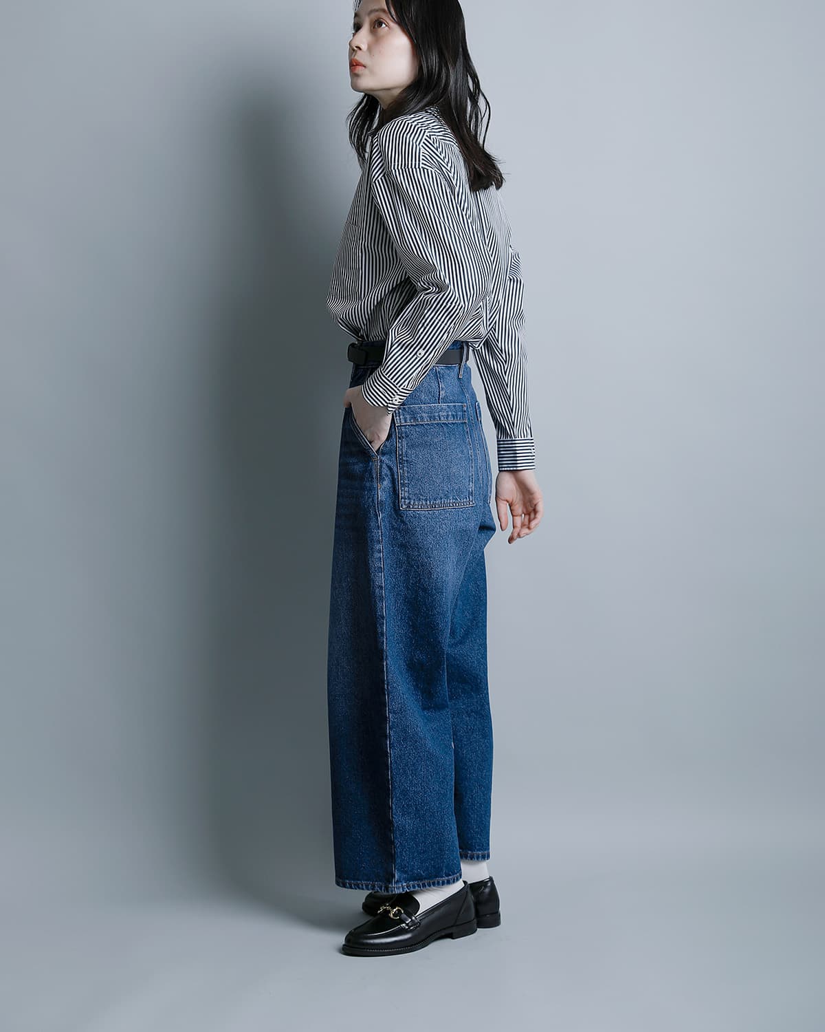 STUDIO NICHOLSON ワイドデニムパンツ STUDIO NICHOLSON スタジオニコルソン ワイドストレートデニムパンツ