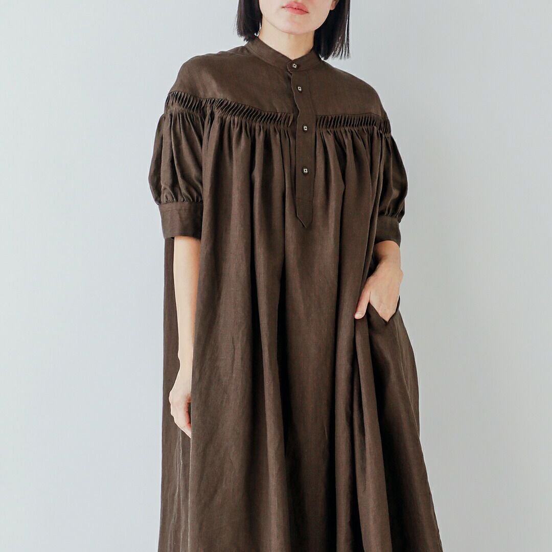 Scye サイ リネン キャンブリック タック ドレス 60/1Linen Cambric