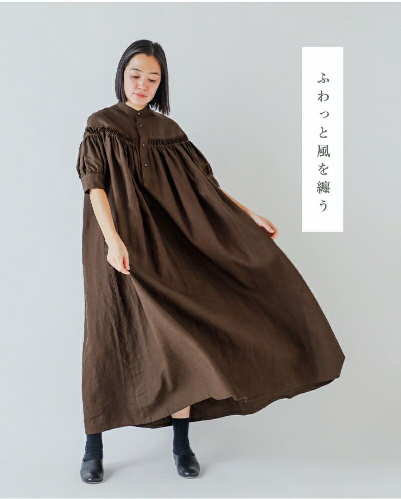 Scye サイ リネン キャンブリック タック ドレス 60/1Linen Cambric