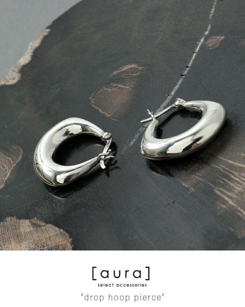 aura オーラ シルバー925 ドロップ フープ ピアス “drop hoop pierce