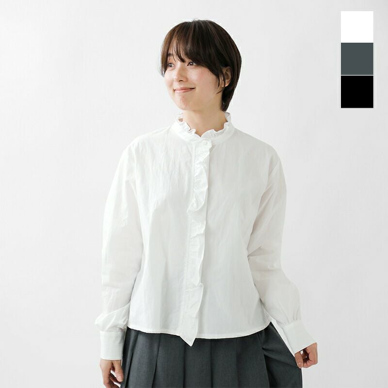 MidiUmi ミディウミ コットン フリル シャツ “frill short shirt” 1
