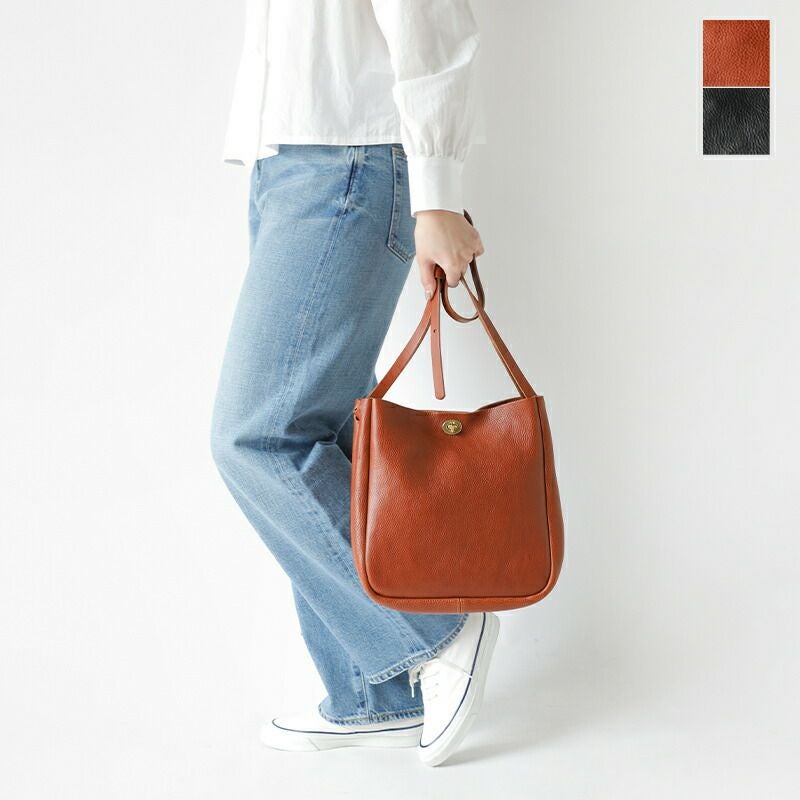 Mimi ミミ レザー ターンロック バケット ショルダーバッグ “MORZINE