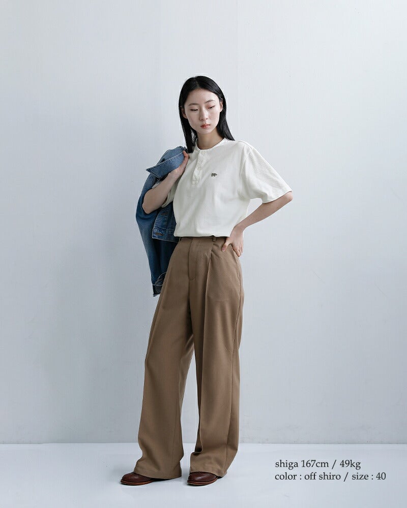 SCYE BASICS サイベーシックス コットン ピケ ヘンリーネック シャツ