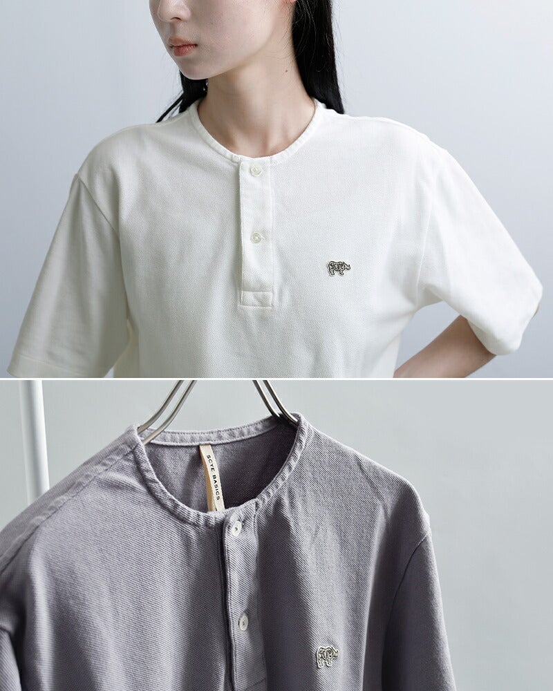 美品 特価 ★SCYE 胸ポケット オーガニック コットンT シャツ バイカラー SCYE BASICS サイベーシックス コットン ピケ ヘンリーネック シャツ